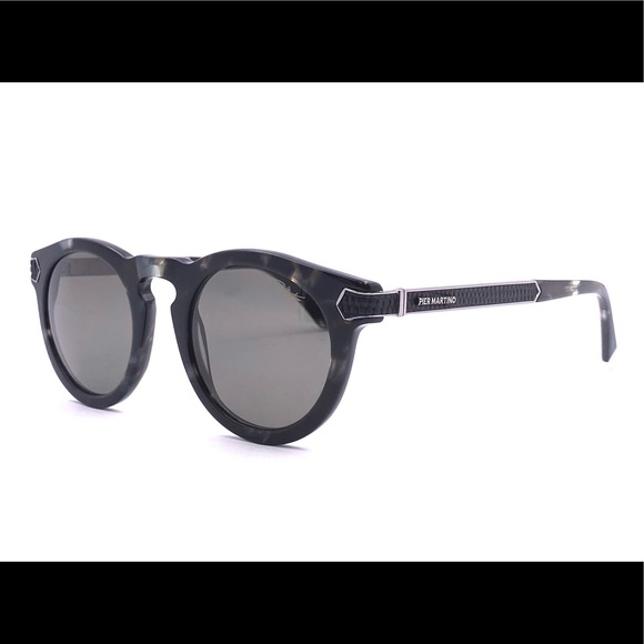 Pier Martino Sunglasses Black Marble Acetate & Leather Temples #8321-6 New HTF - Picture 9 of 14
